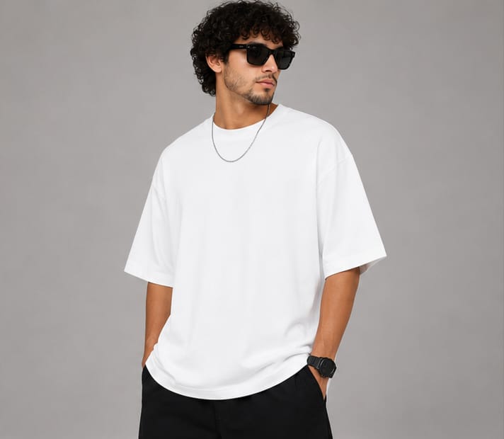 Men's Premium Eagle Print White Oversized Back Graphic Tee ( Full Back Print)