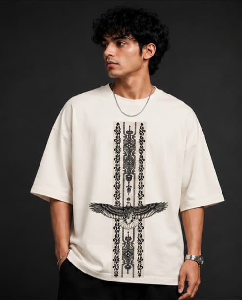 Men's Oversized Vintage Eagle Front Print Tee