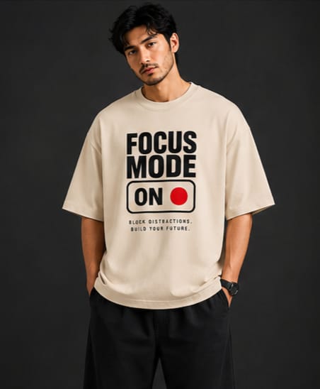 Men's Focus Mode Front Print Oversized T-Shirt