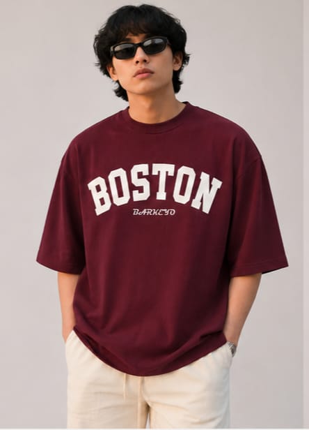 Oversized Boston Graphic T-Shirt for Men | only 240 GSM