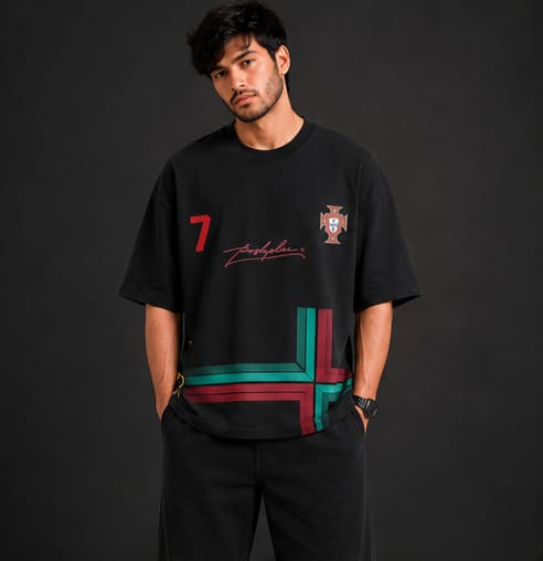 Men's Portugal Inspired Front Print Oversized T-Shirt